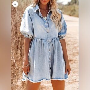 Irvine cotton pocketed denim babydoll dress Vici Size M